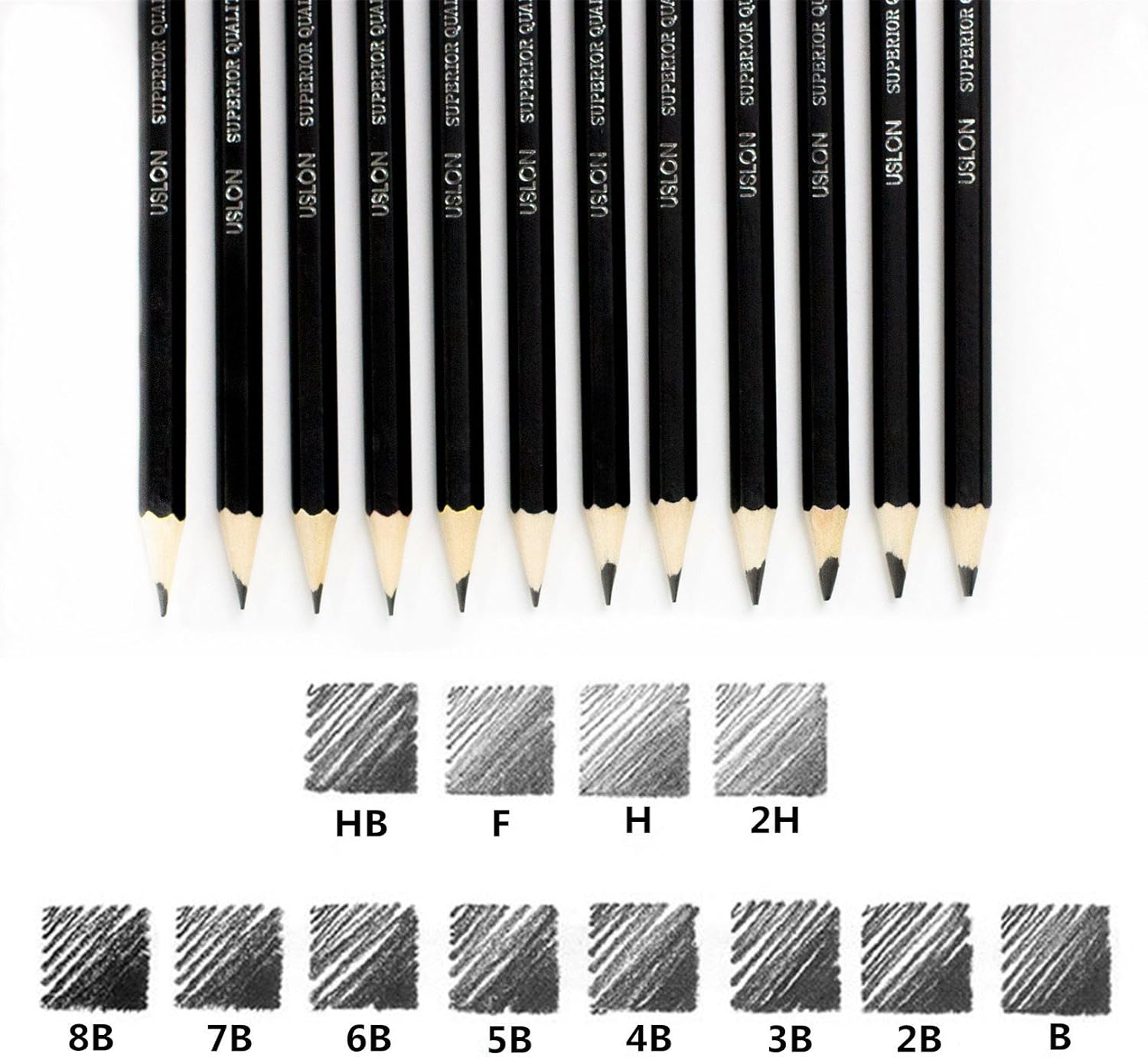 Professional Sketch and Drawing pencils set,Art Pencil(8B-2H). (12-Count)