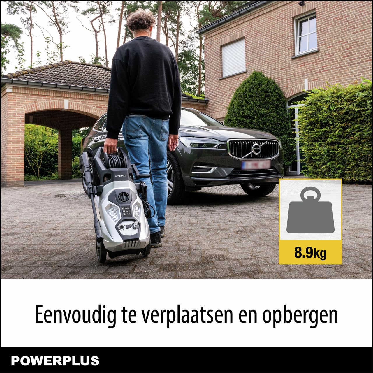 Powerplus Limpiador de Alta presión eléctrico POWXG90500 – Limpiador de terraza de 2200 W, función Start/Stop, Presión Máx. de 170 Bares y Temperatura de 50°C, Manguera de 8 m y Accesorios Incluidos