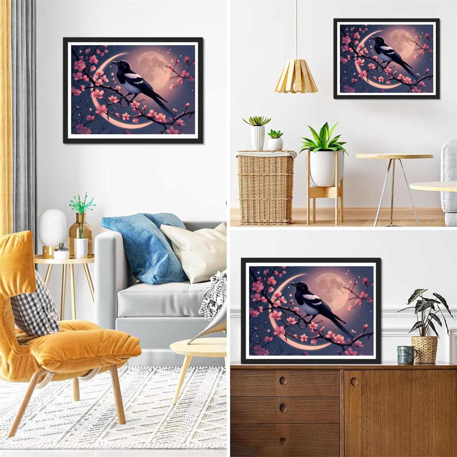 Peinture Numero Lune Oiseau Peinture Numero Enfant, DIY kit de Peinture à l'huile Numérique Sur Toile avec Pinceaux et Pigments Acryliques, kit loisir Creatif Adulte, Décor à la Maison 80x100cm W-482