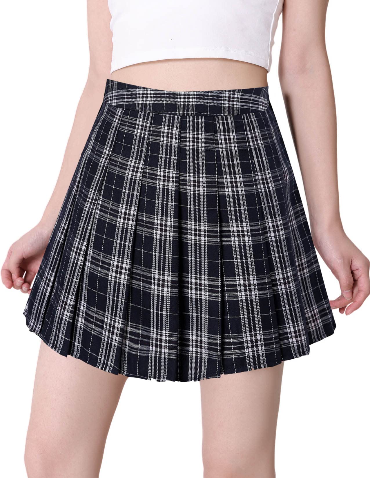 Hoerev Women Girls Short High Waist Pleated Skater Tennis Skirt