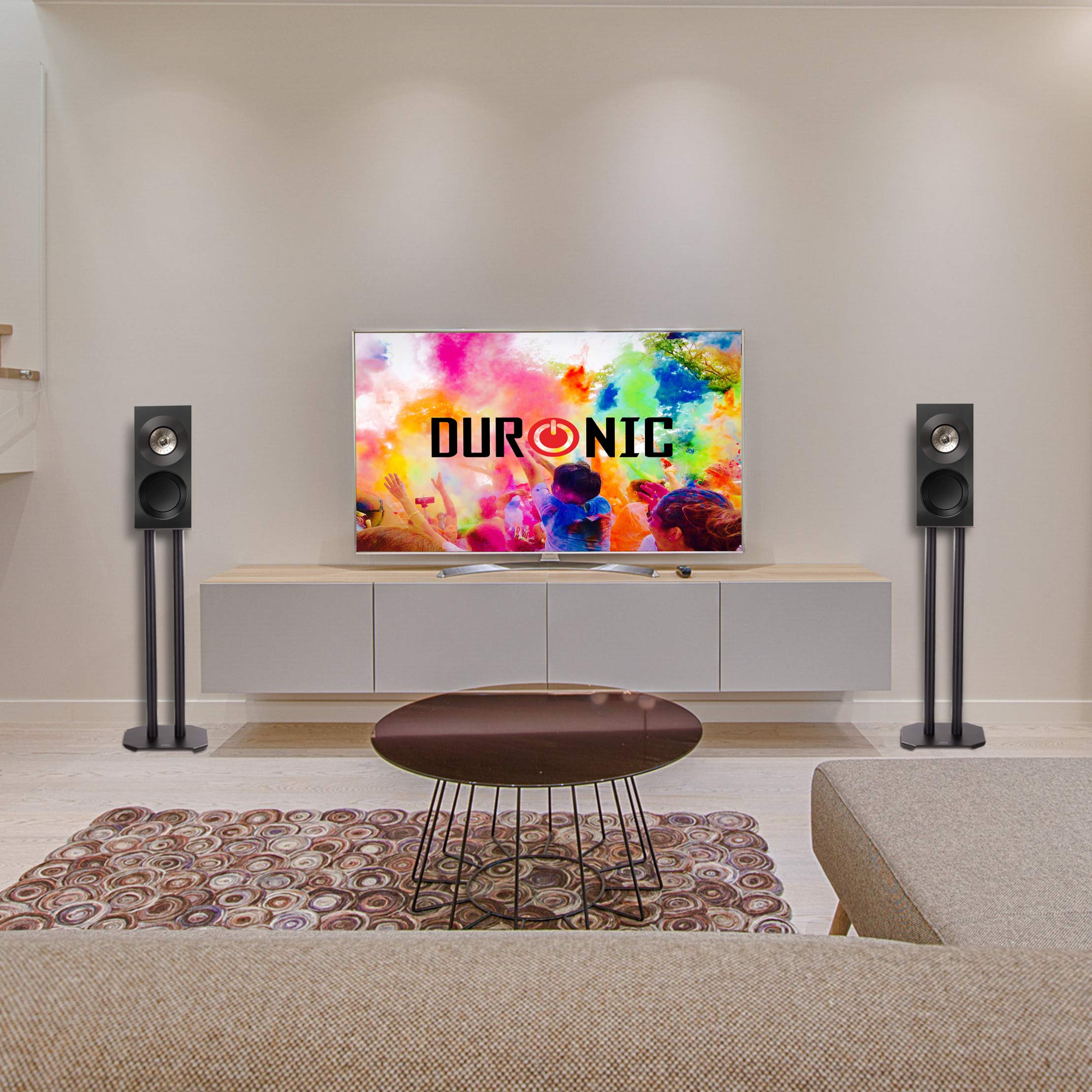 Duronic SPS1022 60 Pie para Altavoz Soporte para Altavoces de 60 cm de Altura | Estabilidad con Arena y Conos antivibración | Compatibilidad Universal con Altavoces HiFi Estéreo Home Cinema 5.0