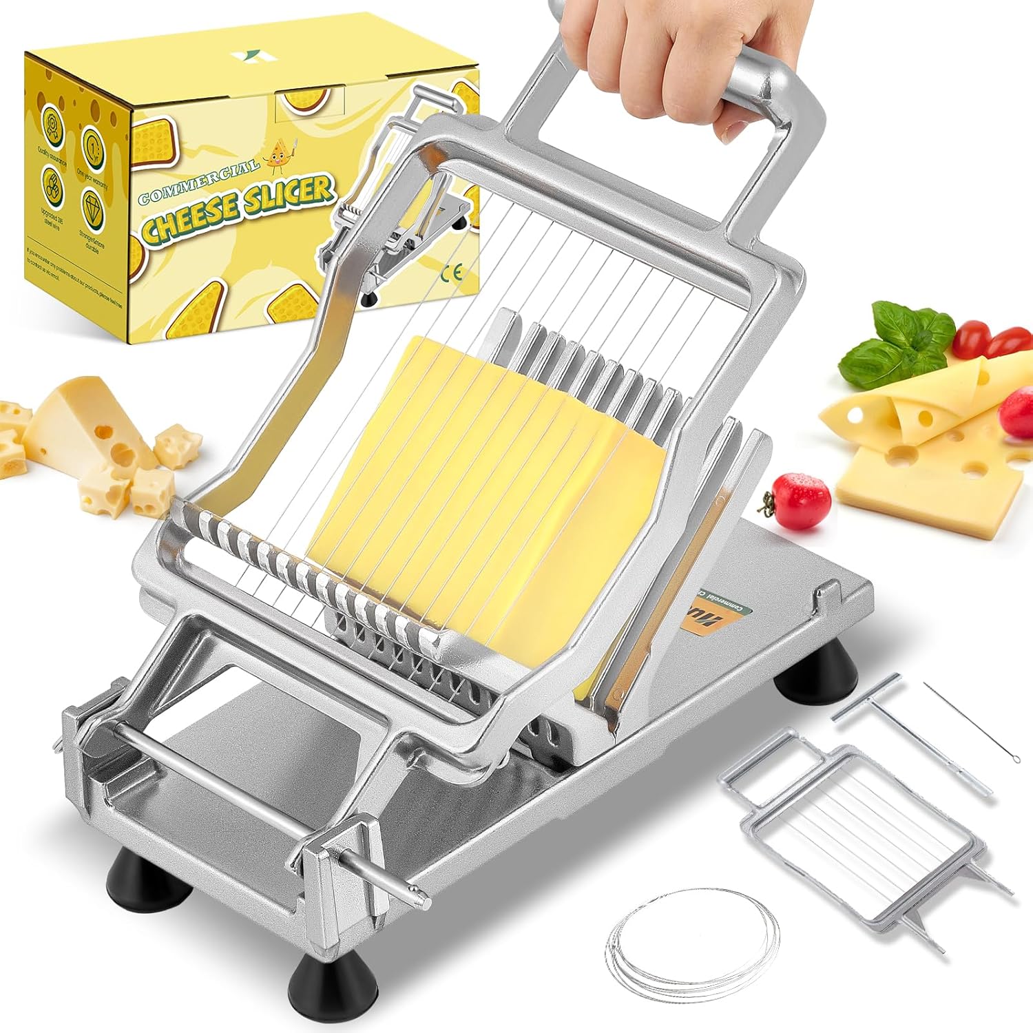 Huanyu Cheese Slicer Commercial Block Cheeses Cutter Board with 316 Stainless Steel Wire Aluminum Alloy Body 3/8 IN&3/4 IN Removable Butter Cutting Blade Replaceable Huanyu Cheese Slicer Commercial Block Cheeses Cutter Board with 316 Stainless Steel Wire Aluminum Alloy Body 3/8 IN&3/4 IN Removable Butter Cutting Blade Replaceable