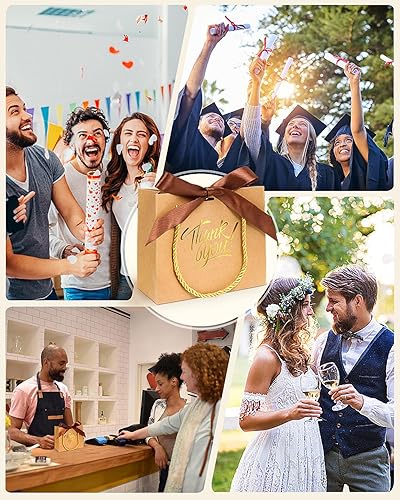 Miniatura 6 de EQOREIIN Paquete de 30 bolsas de regalo de agradecimiento con asas de 5.5 x 2.4 x 4.7 pulgadas, pequeñas bolsas de regalo con cinta de lazo, bolsas