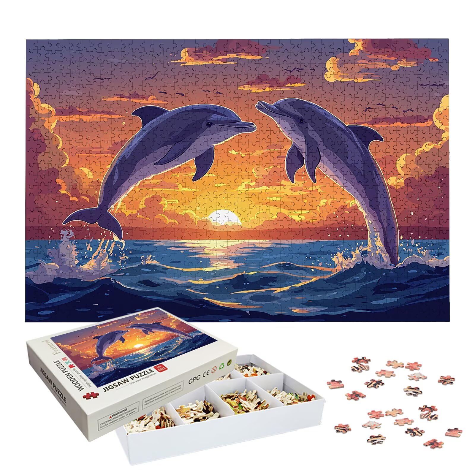 Puzzle 5000 Pezzi Delfino, Puzzle Paesaggio 5000 Pezzi Arte per Adulti e Bambini, Misura: 156.5x105.5 cm, Puzzles Legno per Adulti con Squisita Scatola di Imballaggio, Regalo Donna, Regalo Uomo, -8175