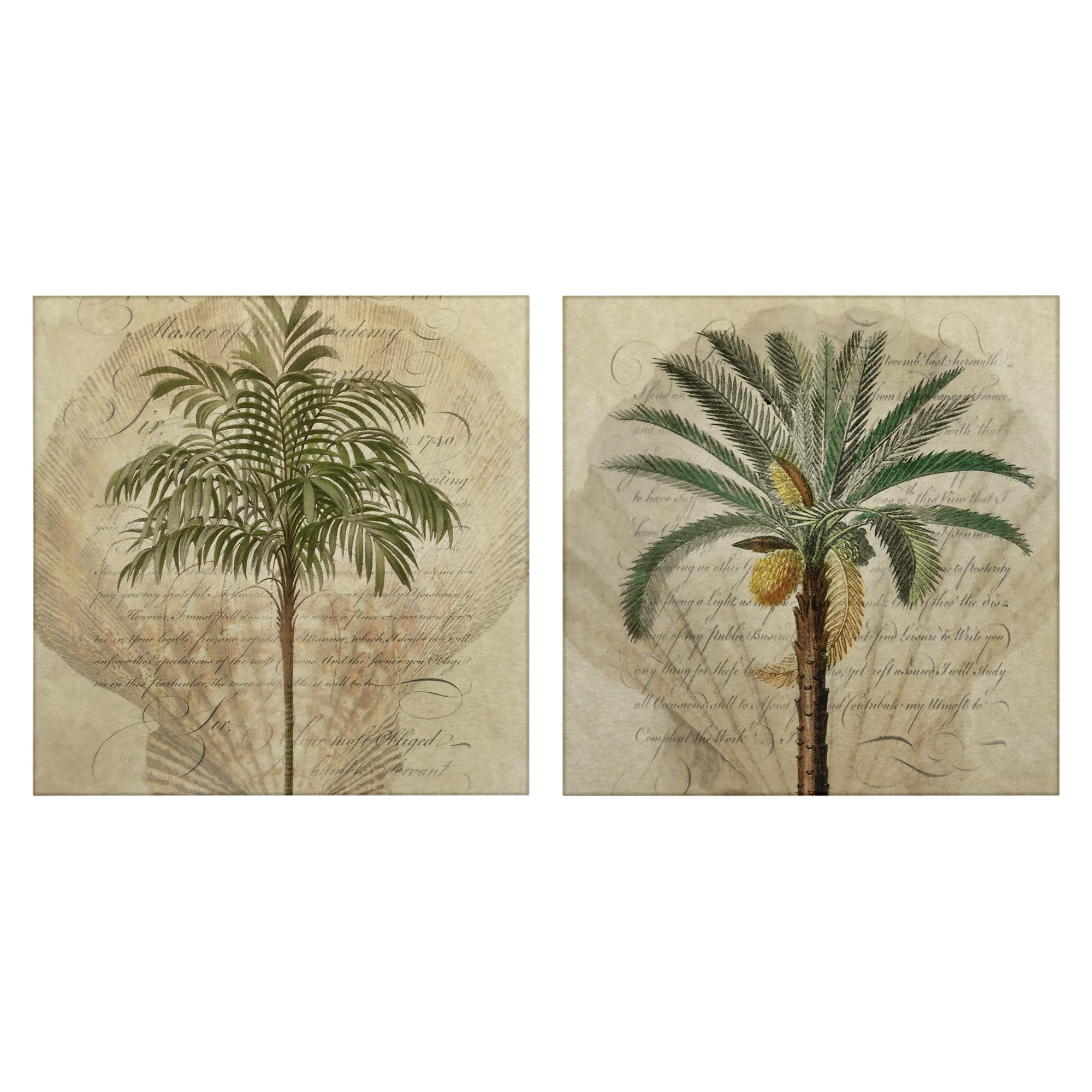 'Subdued Tropical Palms'| 2pc Canvas Art Set 2