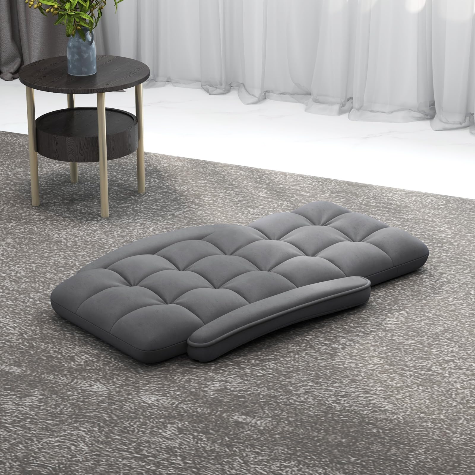 COSTWAY Canapé Paresseux Tatami Pliable, Fauteuil de Sol Réglable, Chaise de Plancher Inclinable, Siège de Sol pour Maison, Bureau, 108 x 64 x 13 cm (Gris)