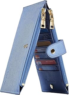 محفظة من ترافيلامبو مصنوعة من الجلد للنساء، بتصميم بسيط متعدد الأقسام مع حماية RFID وإغلاق بالزر