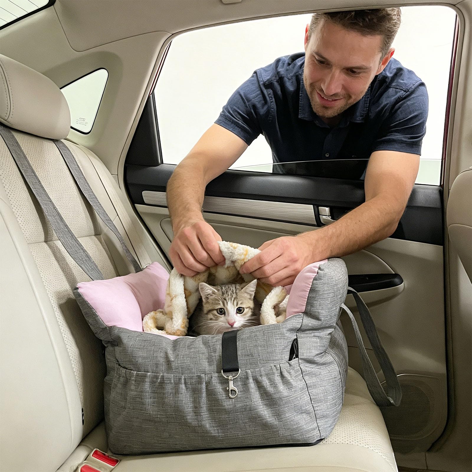 Alfombrilla para perros para viajes en coche y uso doméstico, con base y funda lavable a máquina, cama de transporte para mascotas con memoria