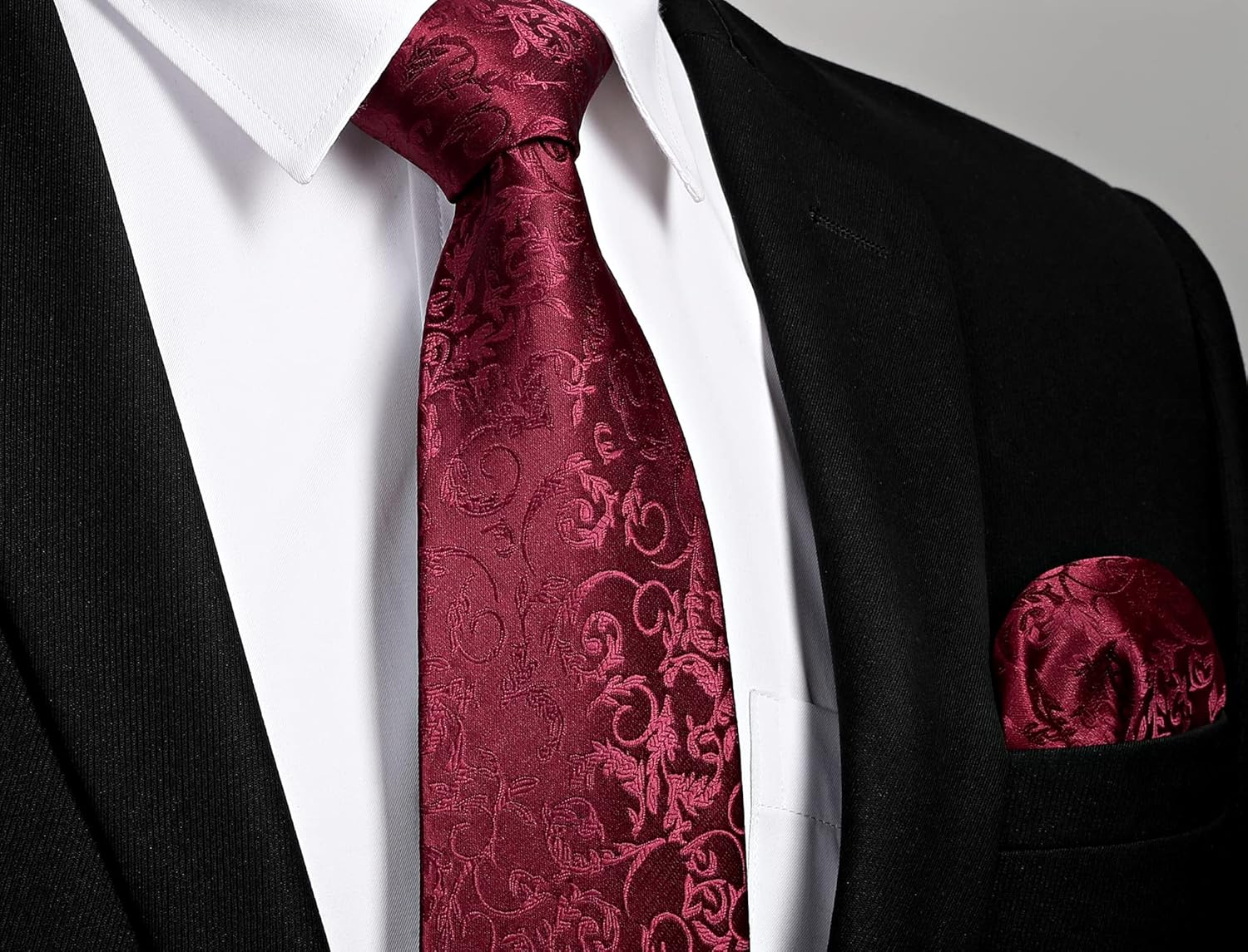 HISDERN Ties for Men Paisley Floral Tie Handkerchief Classic Woven Business Formal Necktie and Pocket Square Set Wedding - Image 6