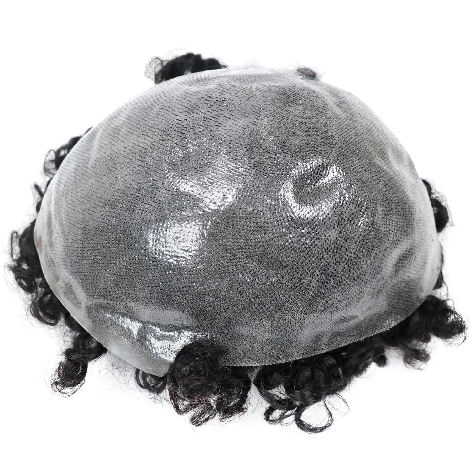 Mens Toupee Curly Barrel Twist Weave Afro Toupee For Black Man 100% Human Hair Kinky 15MM Curl Mens Protesis Wig 360 Real Fake Wigs 1B# Off Black Hair System PU Male Hairpieces 8X10''