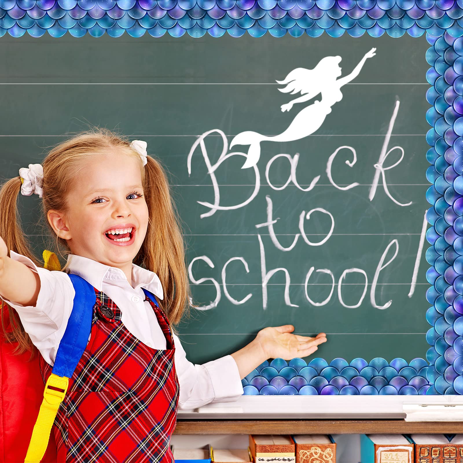 Self Adhesive Border Mermaid Scallops Bulletin Board Border Trim Ocean