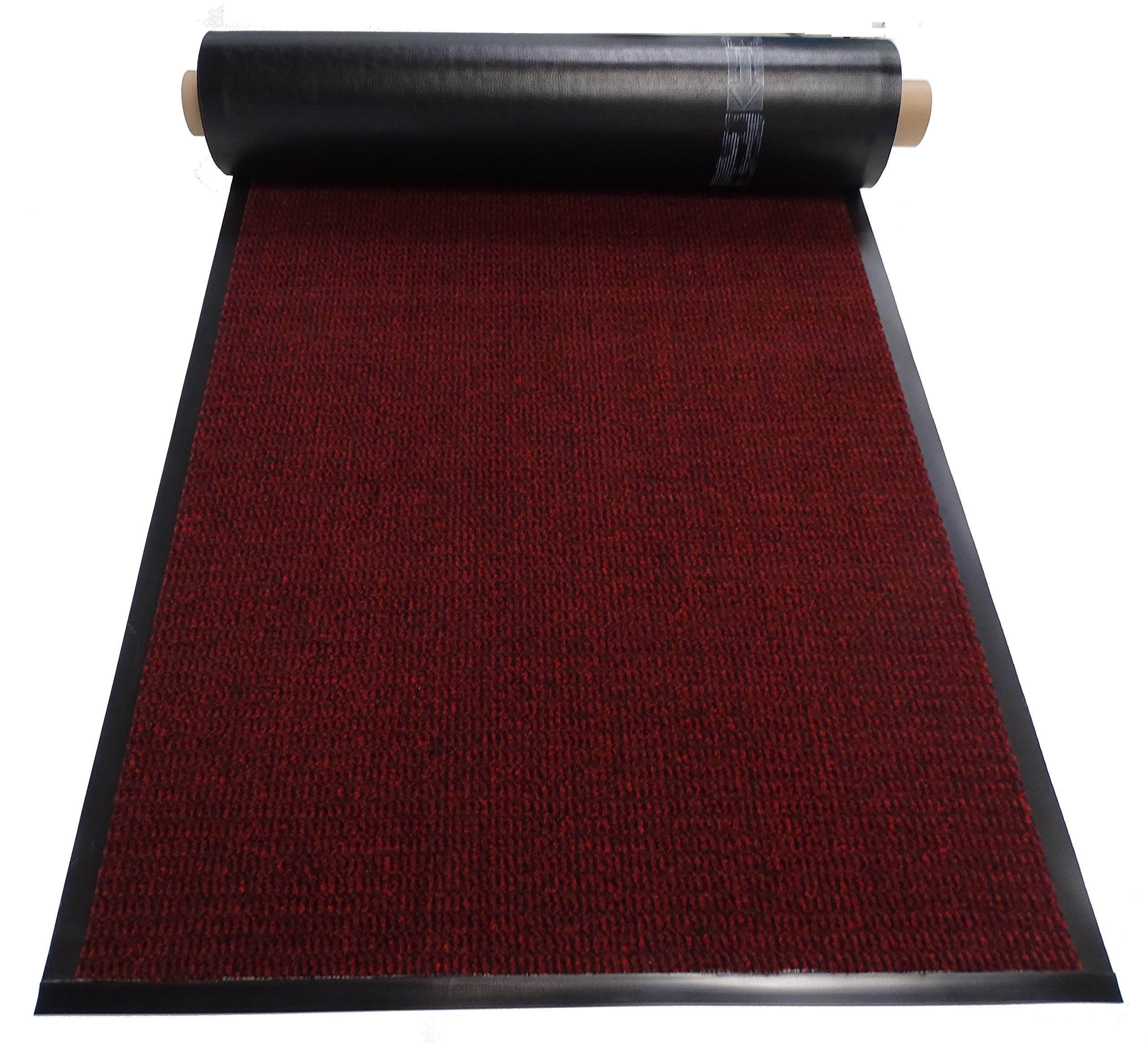 Schmutzfangläufer Meterware 90 cm rot-schwarz meliert- Schnittkanten mit Randprofile (90 x 120 cm, rot)