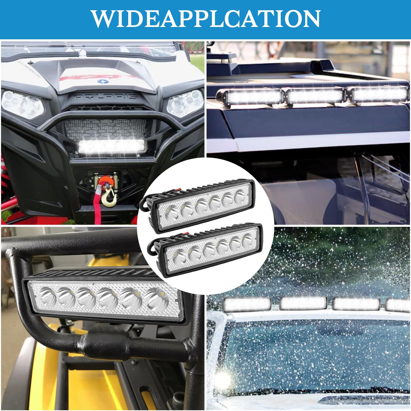 2 x reflektor roboczy LED do samochodu terenowego, 18 W, 12 V, 6000 K, IP67, wodoodporny, do koparek Suv, Utv, ATV, ciężarówki, 2 szt
