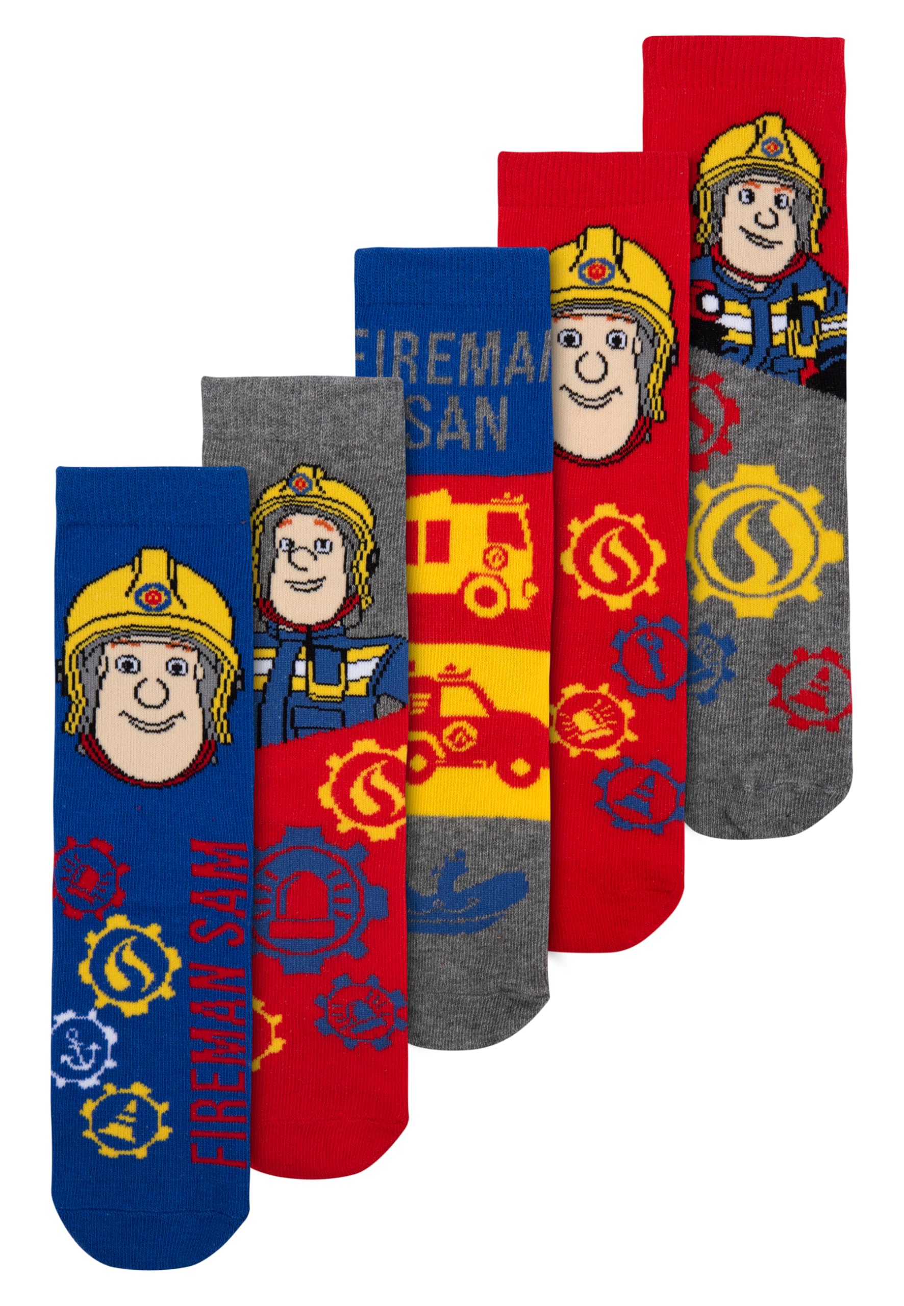 United Labels Fireman Sam socks for boys - children's sneaker socks (pack of 5) (DE/NL/SE/PL, numeric, 31, 34, regular, multicoloured)