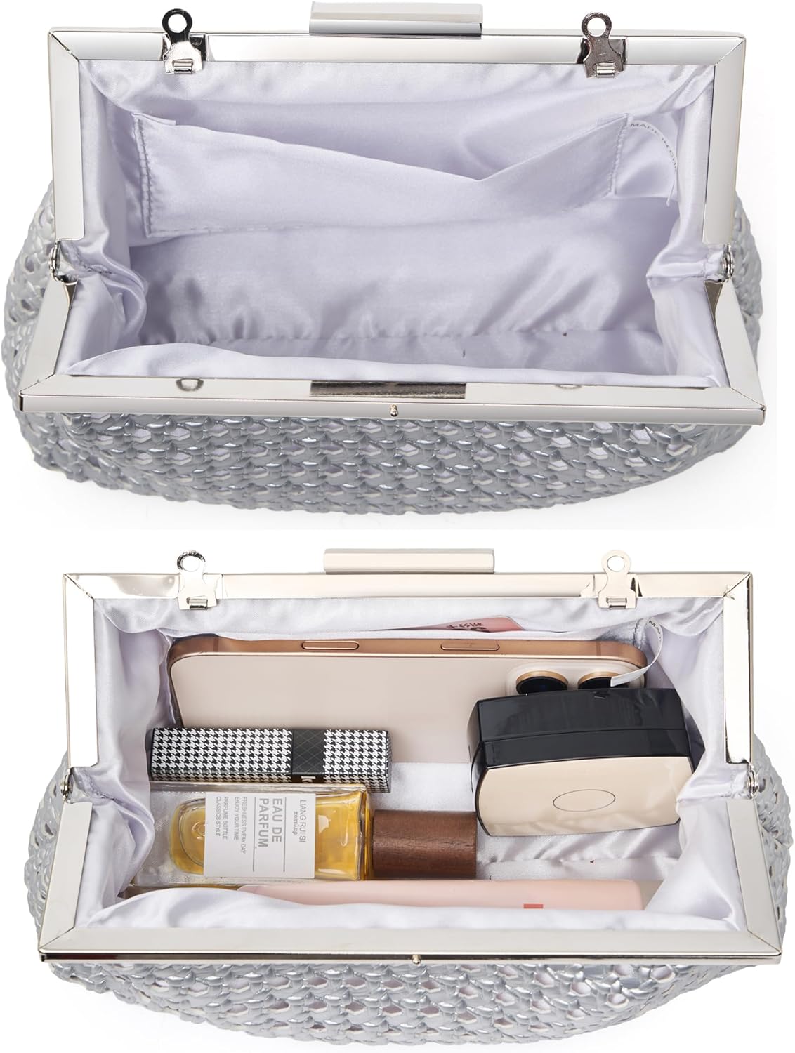 Women's Woven Clutch Purse with Detachable Chain - Elegant Evening Bag for Party, Wedding & Cocktail