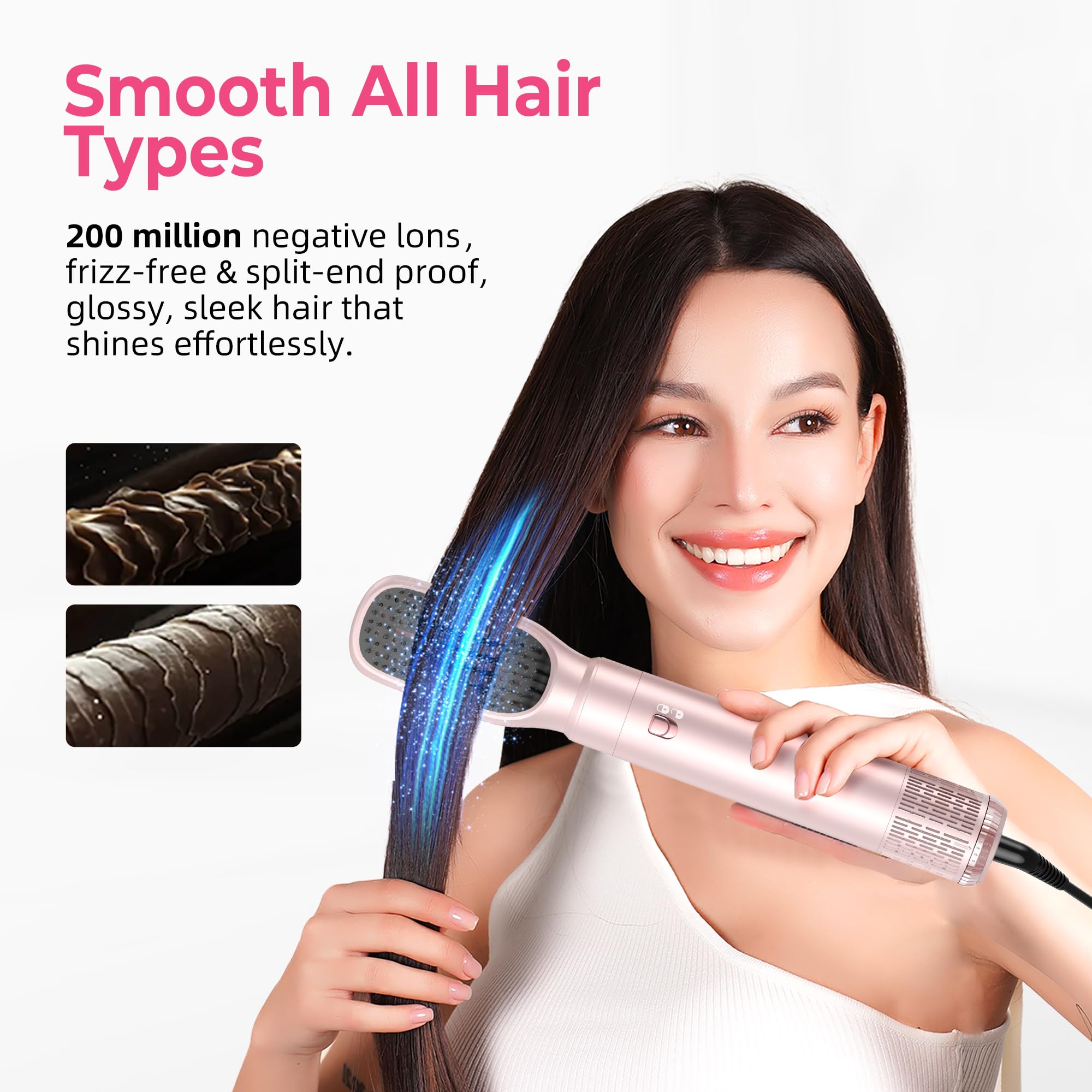 MogaWave Pro Airbrush Air Styler en 1 Hair Styler avec 1000W Brosse Soufflante, Seche Cheveux, Brosse Seche Cheveux, Brushing Brosse Soufflante, air Boucleur, Brosse Brushing Soufflante