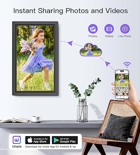 Miniatura 27 de Uhale - Marco de fotos digital de 10.1 pulgadas con tarjeta SD de almacenamiento de 32 GB, marcos de fotos electrónicos con pantalla táctil IPS HD