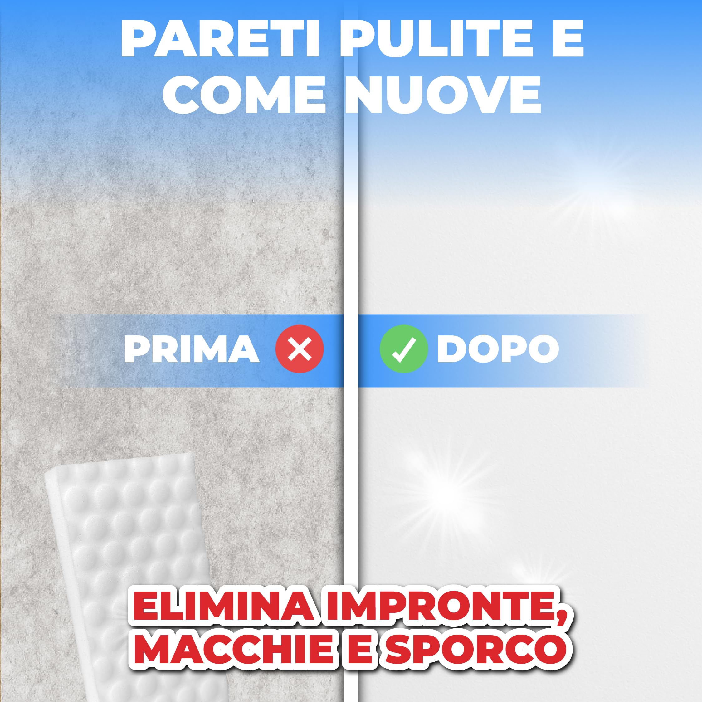 Gomma Magica 18 Pezzi – Spugna Magica Riutilizzabile, Pulizia Solo con Acqua Senza Prodotti Chimici – Ideale per Macchie su Muri, Cucina e Scarpe