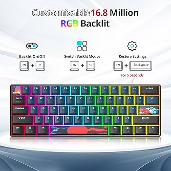 Ussixchare 60 Percent Mechanical Gaming Keyboard 60% RGB
