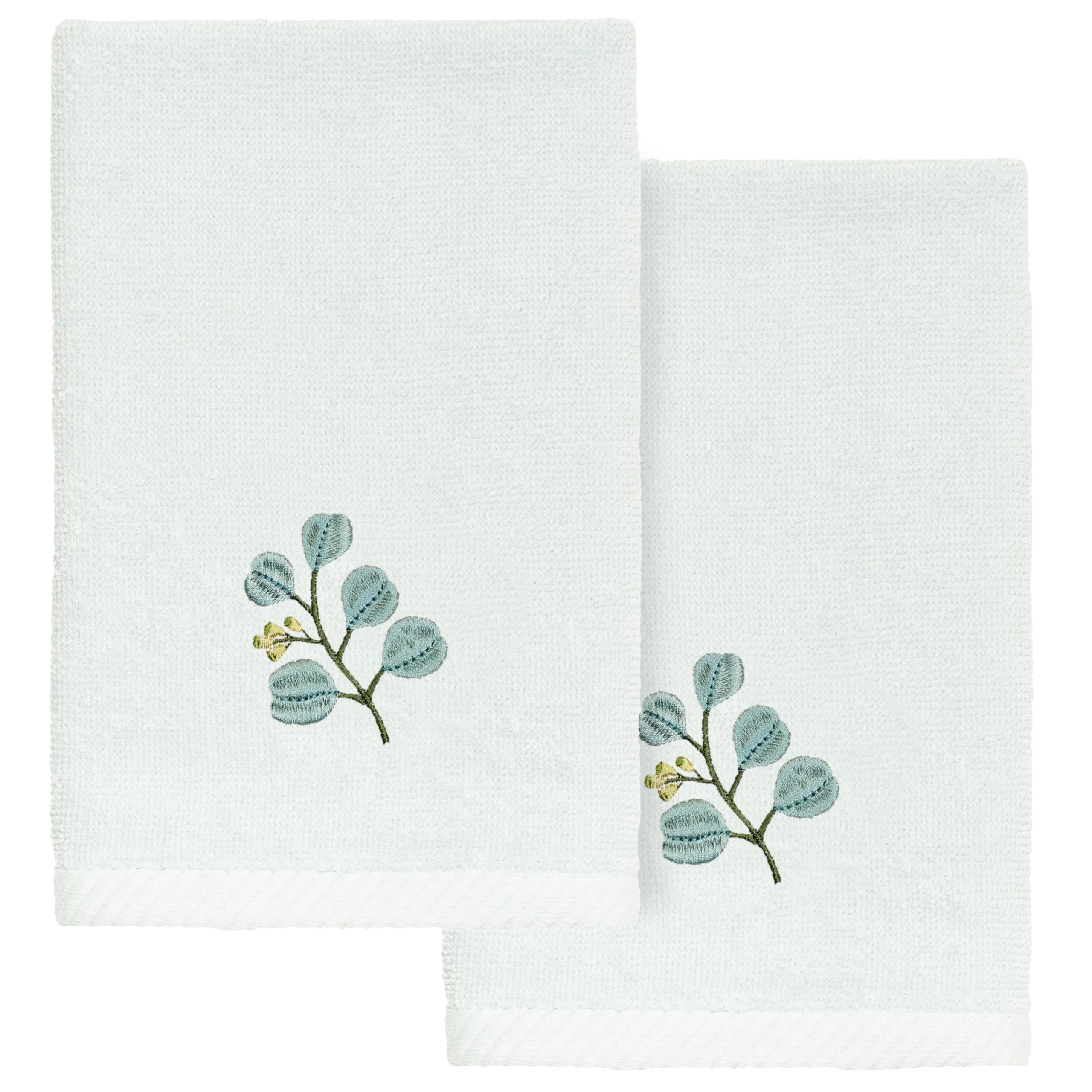 KHALPERA Verdant 2-Piece Fingertip Towel Set, Delicate Bouquet Applique, Premium Turkish Cotton, Absorbent & Stylish, Unique Bathroom Accessory, 2