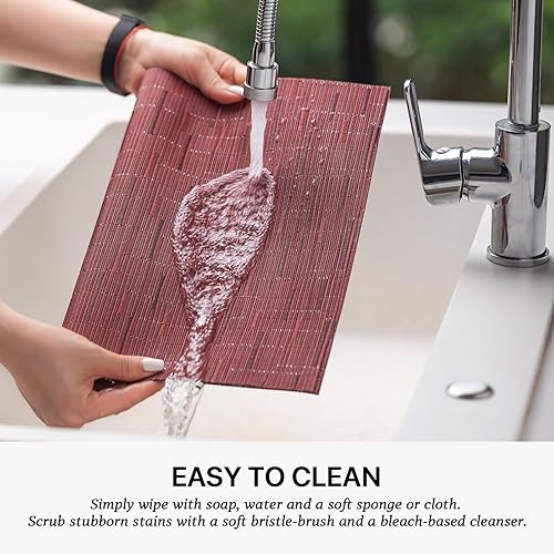 Miniatura 47 de LEXMORE Juego de 6 manteles individuales tejidos de vinilo/plástico para mesa de cocina, interior/exterior, lavables, manteles individuales lavables