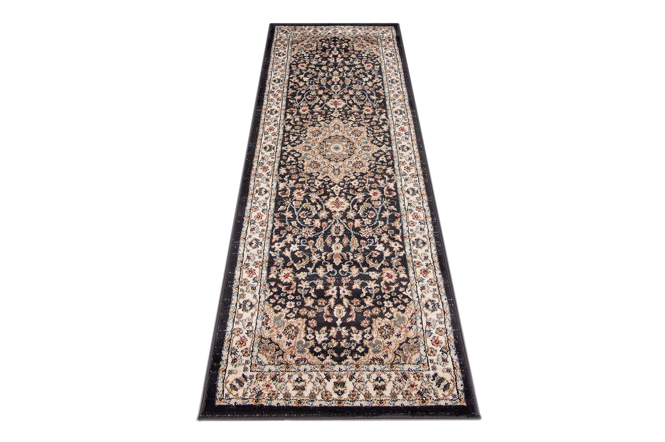 Carpeto Rugs Traditioneller Orientalischer Läufer Flur - Teppichläufer mit Blumen - Kurzflor - Weich Flurläufer für Wohnzimmer, Schlafzimmer - Teppiche - Ja - Beige