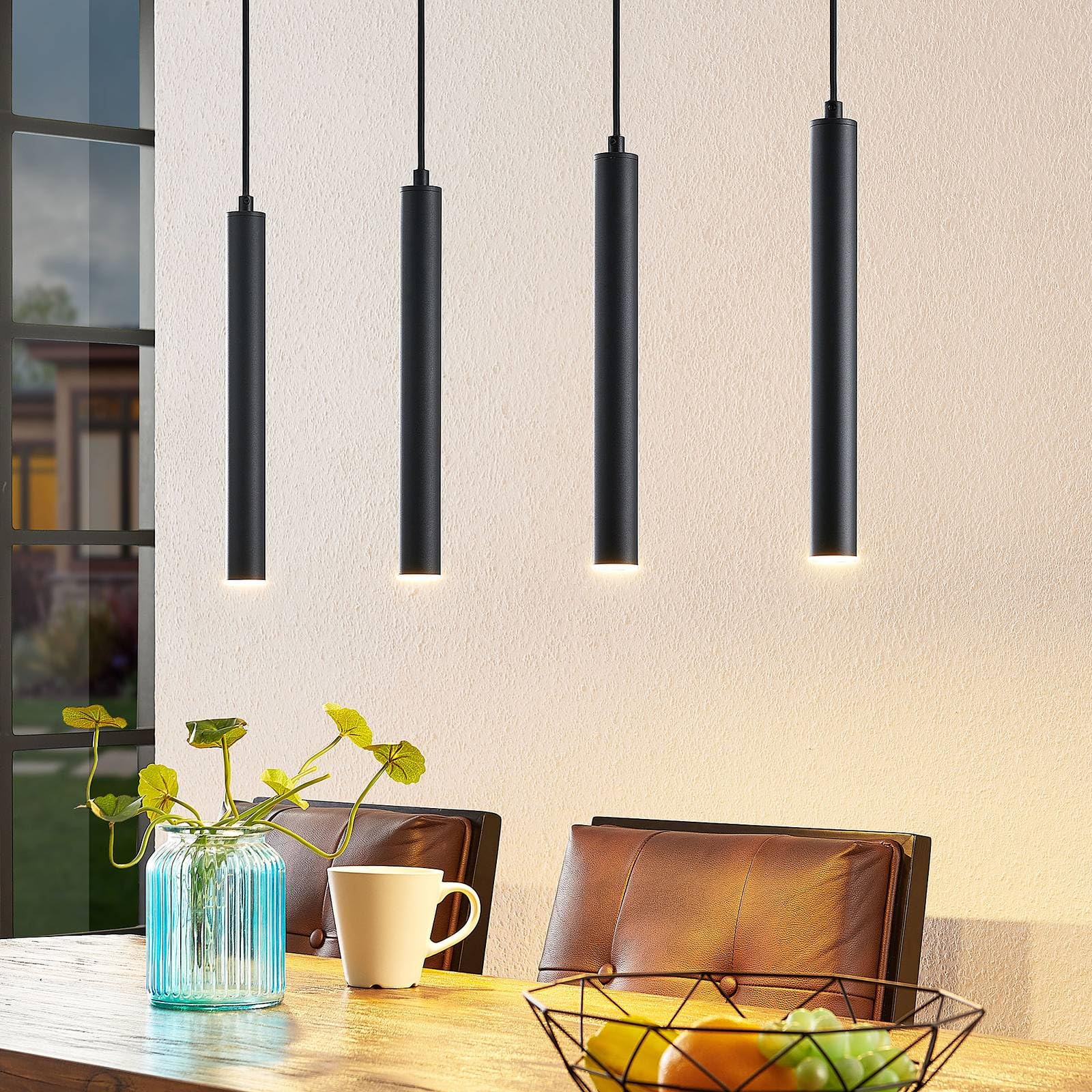 Arcchio LED Esstisch Pendelleuchte, Hängeleuchte schwarz 4-flammig Hängelampe Esszimmer Wohnzimmer Küche Pendellampe Küchenlampe Wohnzimmerlampe