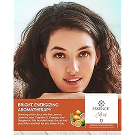 Essence Nasal Diffuser Citrus Bundle - Essential Oil Silicone Nose Rings for Mood, Energy & Positivity - Wearable Aromatherapy Pack with Lemon, Orange, Grapefruit & Bergamot