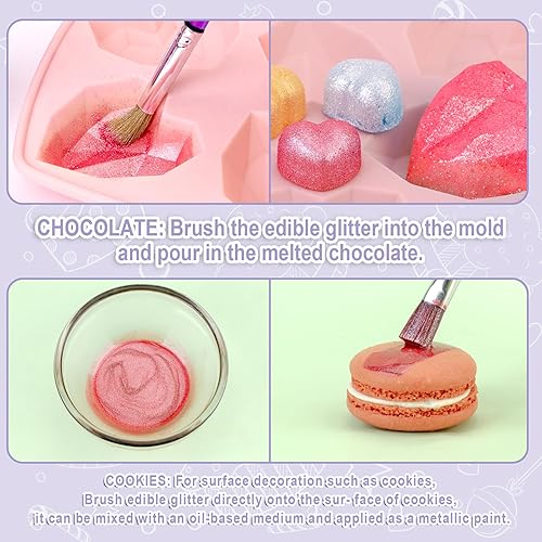 Miniatura 4 de Purpurina comestible morada  100 % purpurina comestible para bebidas, suministros de decoración de pasteles, suministros de decoración de galletas,