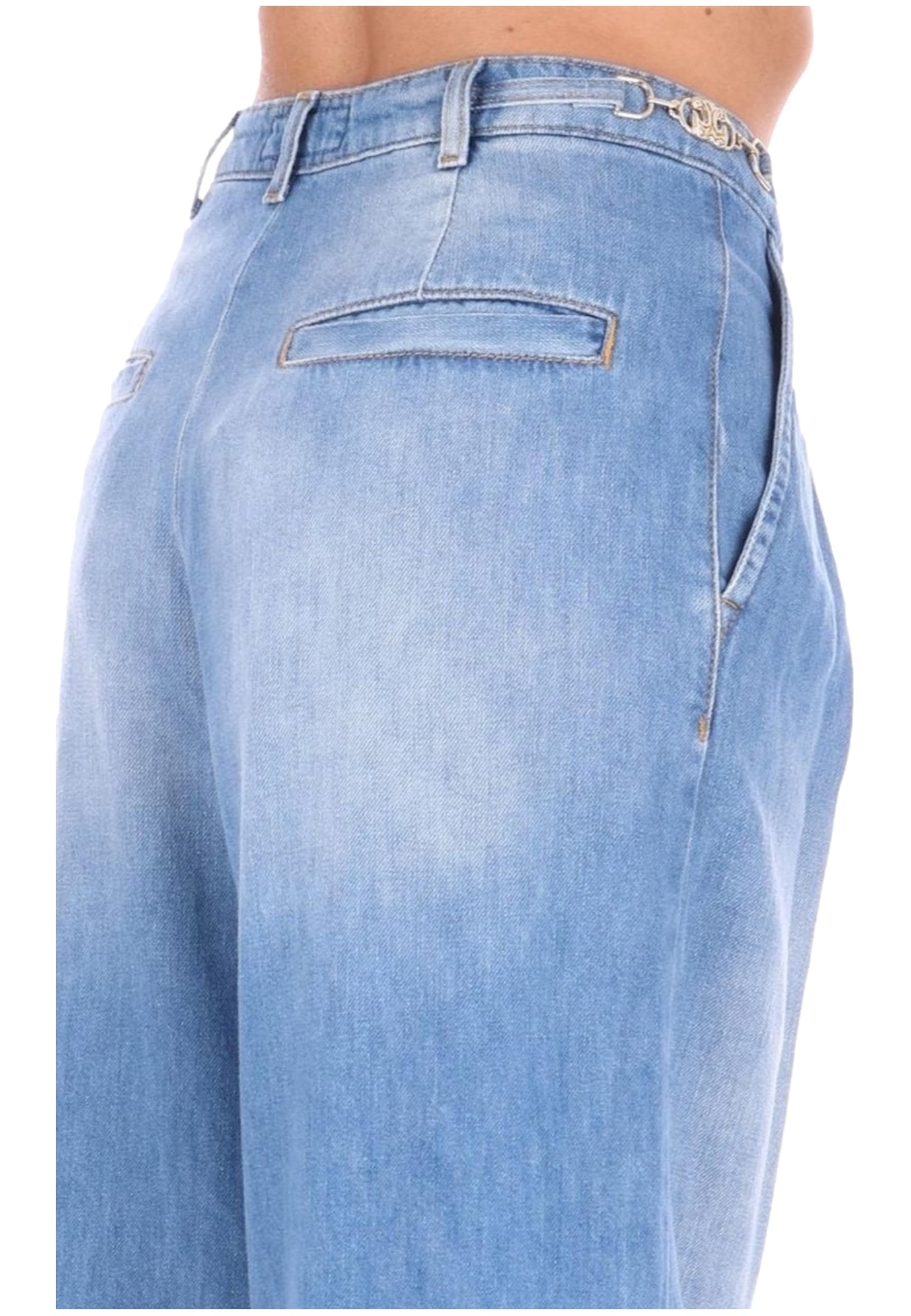 GAELLE PARIS Pantalón Vaquero Palazzo Pinzas Color Azul (FR/ES, Medida de la Cintura, 28, Regular, Regular, Azul)