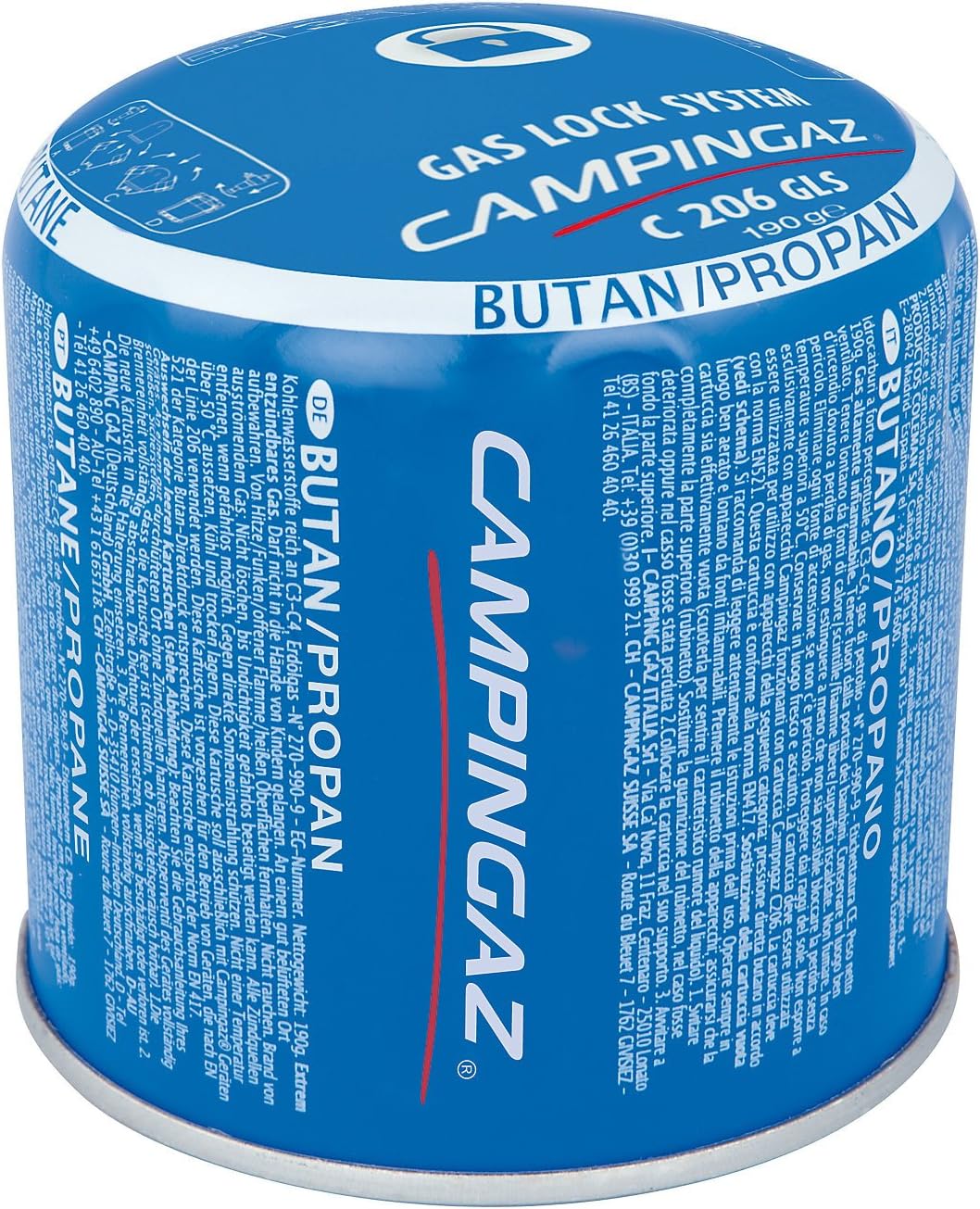 Campingaz 206 GLS Piercable Gas Cartridge, for Camping Stoves, Compact and Resealable Canister
