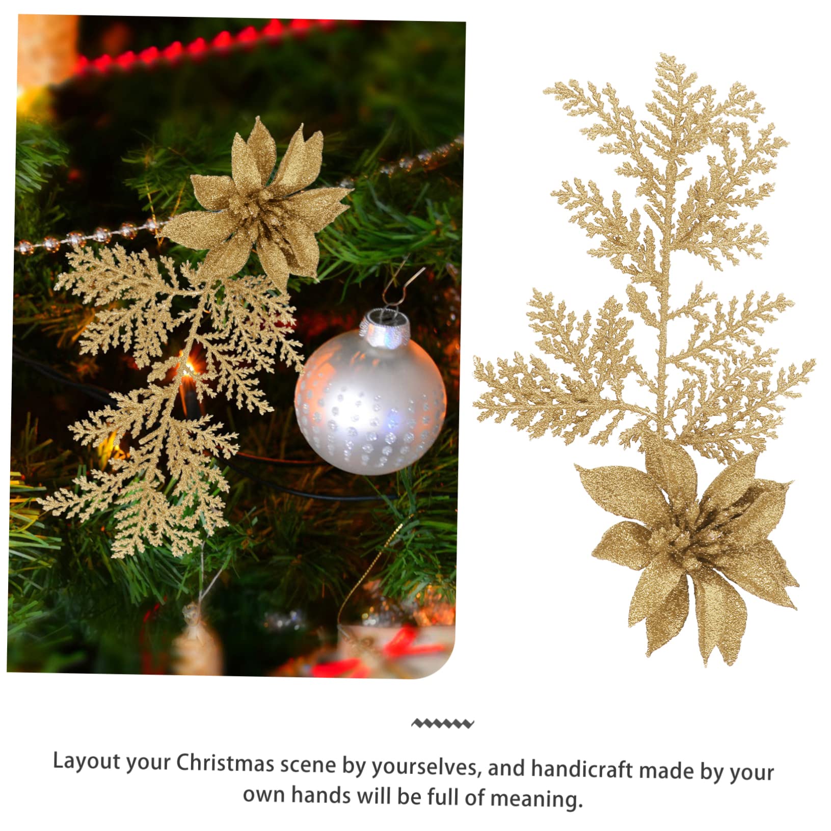 Alipis 3 Set Di Rami Di Pino Per Albero Di Natale Decorazioni Con Glitter Fiori Artificiali Ghirlande Di Natale Facili Da Usare Per Decorazioni Natalizie 6 Pezzi*3