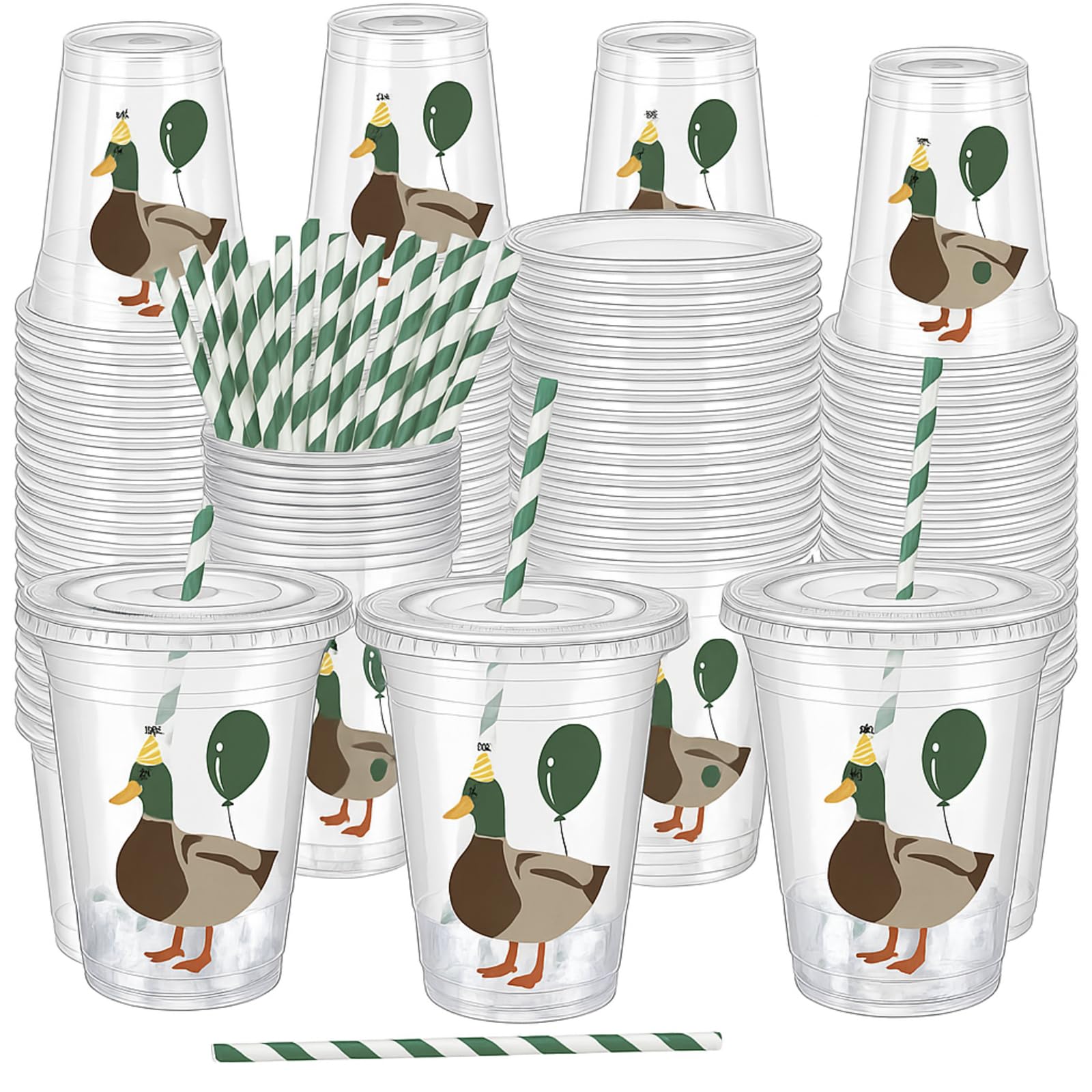 FillTouch 25 Pcs Lucky Duck Birthday Decoration, Mallard Duck Birthday Cups