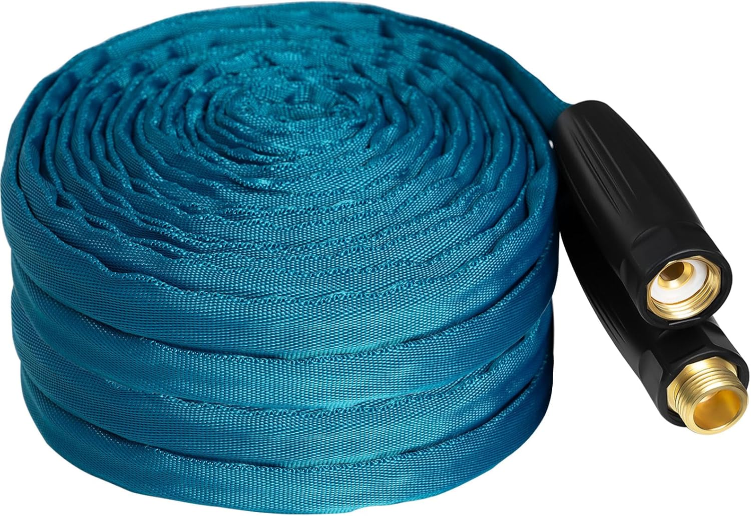 ((Similar))Fabric Garden Hose 25ft, Made of TPE(Not PVC) Non-Shrinking Durable & Lightweight Water Hose, Flexible Hose, 3/4\" Solid Brass Fittings, Drinking Water Safe Material, Suction Hoses, Blue