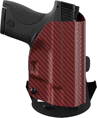 We The People Holsters - Fibra de carbono roja - Cinturón exterior abierto - Funda OWB Kydex - Conduccióninclinaciónretención ajustable