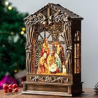 Vista 15 de Globo de nieve de Navidad con linterna de agua y purpurina con corona de árbol de Navidad con música, linterna iluminada con USB/pilas para regalos