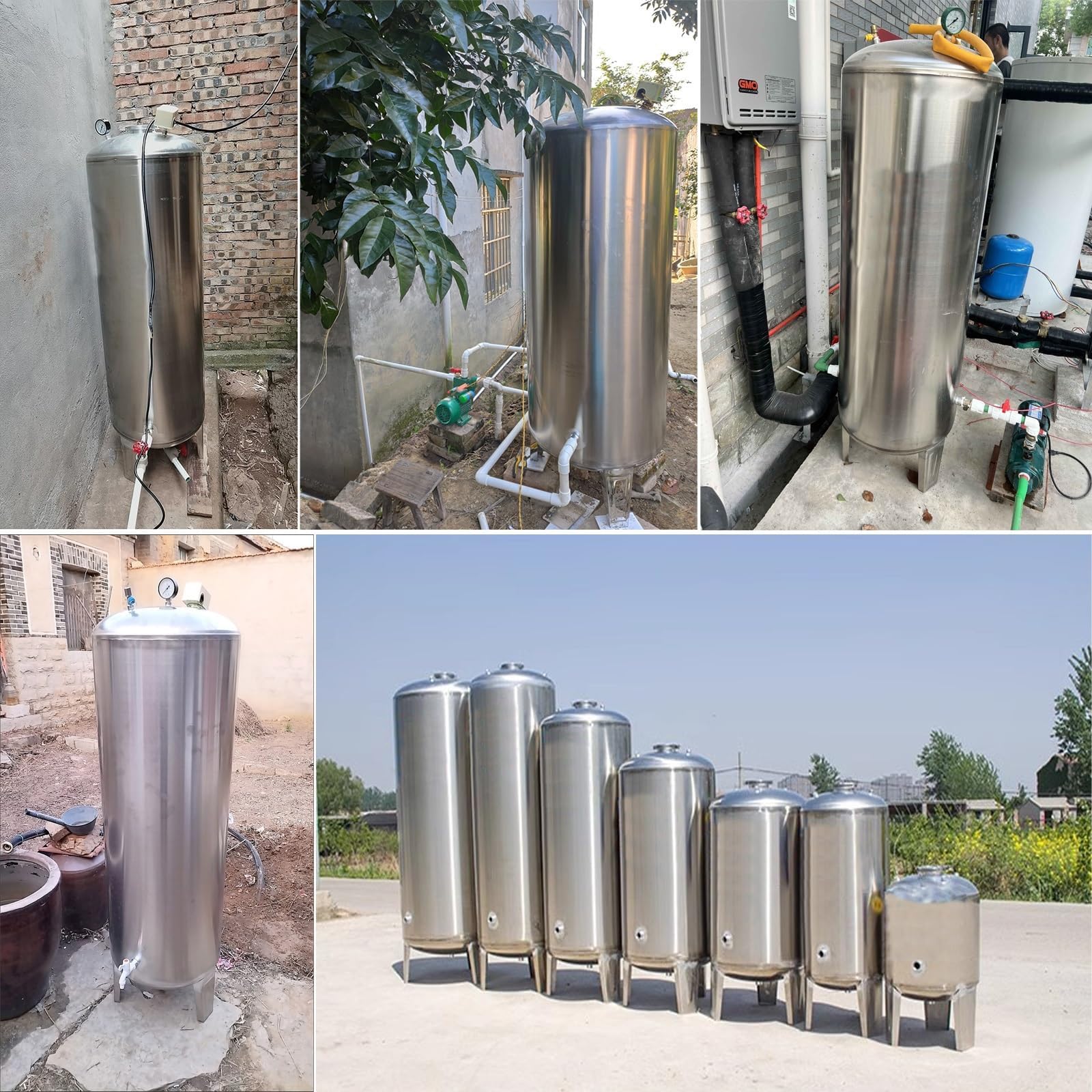 Tanque de presión de Agua, Tanque de presión de Pozo de Acero Inoxidable de 15 a 80 galones, Tanque de vejiga Vertical con Kit de Montaje para Bomba y Sistema de Agua - Solución Duradera de