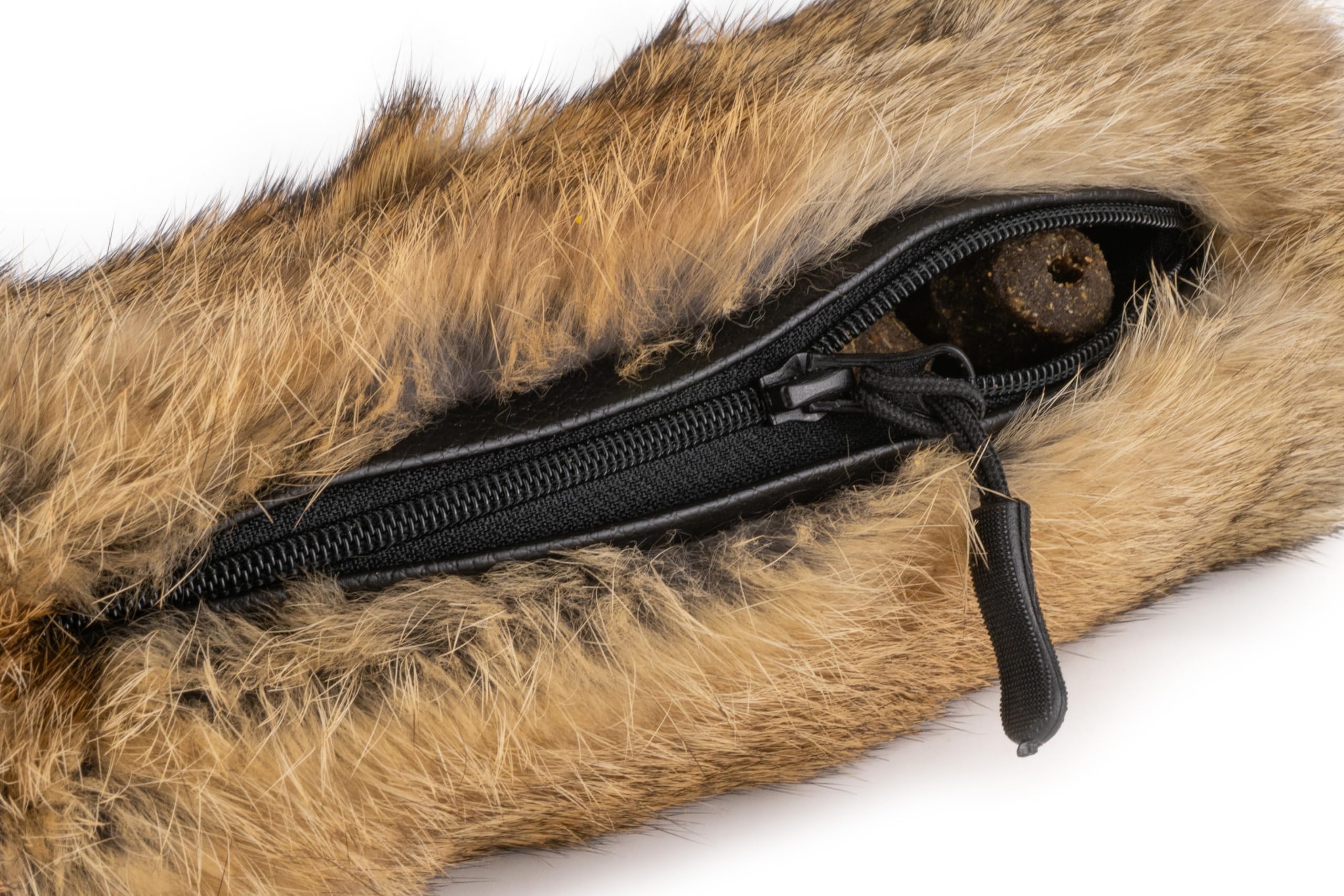 Robuster Futterbeutel aus Kaninchenfell für Hunde – Trainingsbeutel mit Reißverschluss & Kordel – Nasenarbeit & Belohnung – Hundetraining - Futterdummy für Jagd- & Apportiertraining