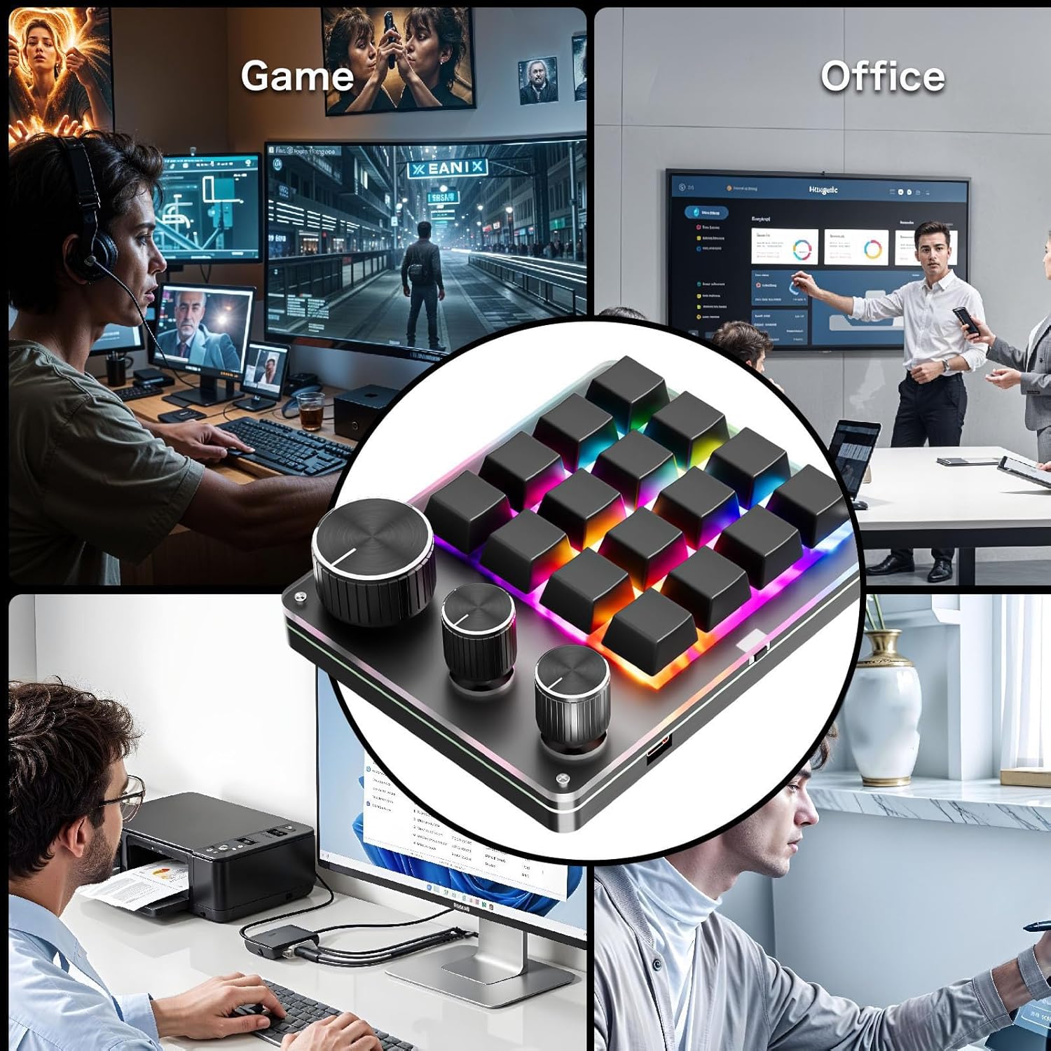 Programmable Macro Pad, 16 Key Custom Mechanical Keyboard with 3 Layers LED Backlit, Red Switch, Compact Design for Gaming Shortcuts, Copy Paste, PS Graphics (Black)