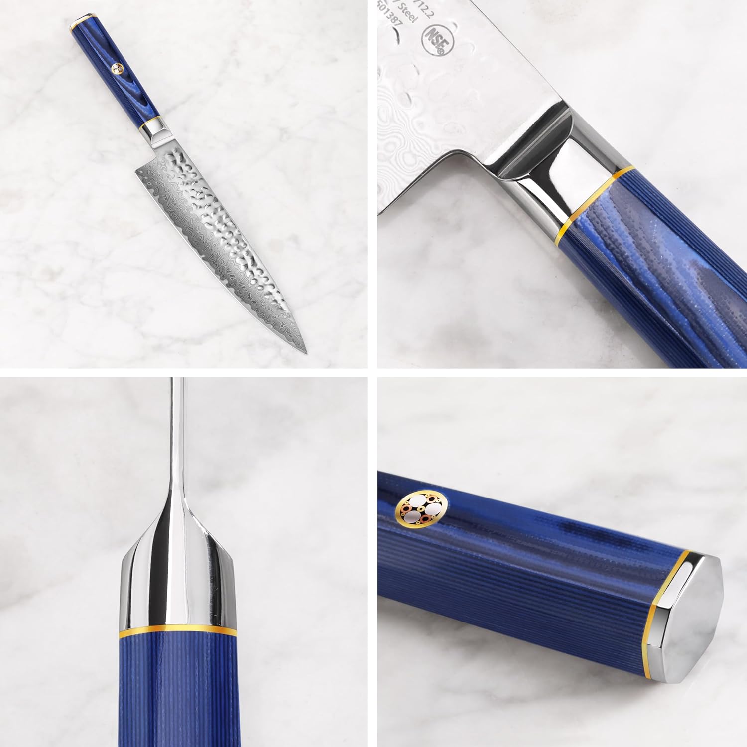 Cangshan KITA Series 3-Piece Starter Knife Set (8" Chef + Serr. Utility + 3.5" Paring) High Carbon X-7 Damascus Steel Blades with Ash Wood Box, 501530 (3pc)