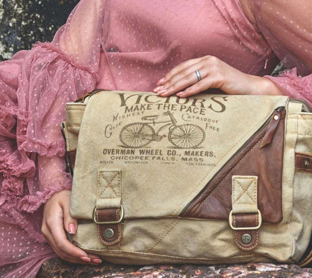 Myra Bag Victors Upcycled Canvas Messenger Bag S-1132