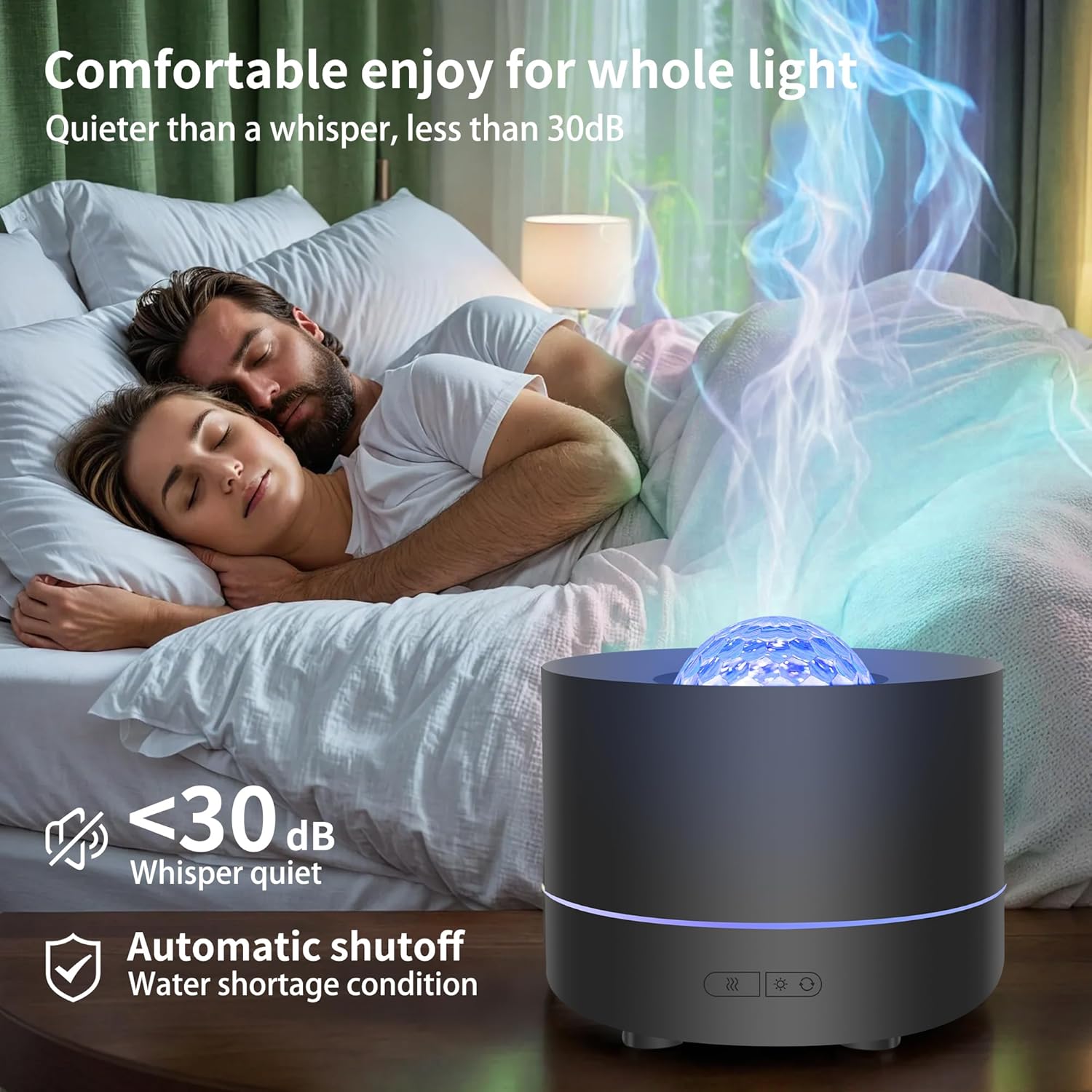 Essential Oil Diffuser, Fire Flame Aromatherapy Diffuser with 7 Colours LED Projection, 200ml Cool Mist Humidifier, Oil Diffuser with Auto-Off Protection for Home,Bedroom,Office,or Spa (Black)