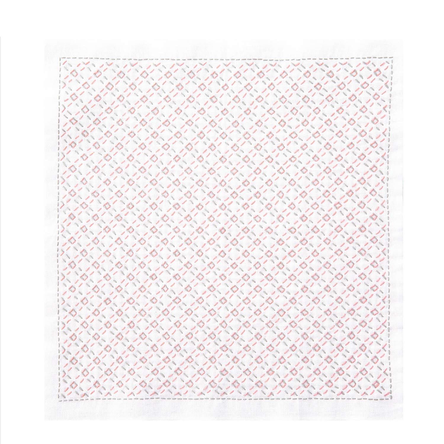 Olympus Thread Hitomezashi Sashiko Hana Fukin Plaid Printed Fabric Embroidery Kit