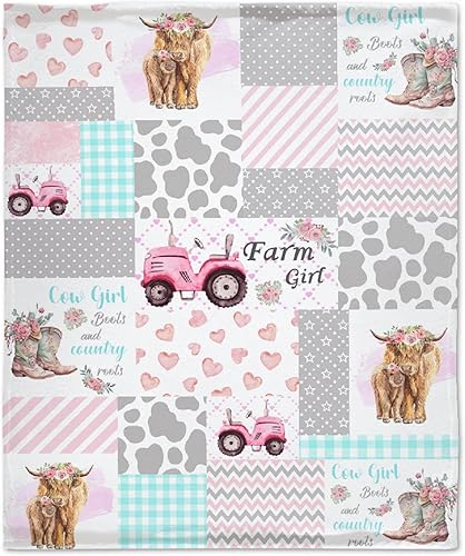 Manta de franela para niña de granja, ultra suave y acogedora, manta de forro polar ligera y mullida, manta de felpa cálida para sofá, cama, 30 x 40