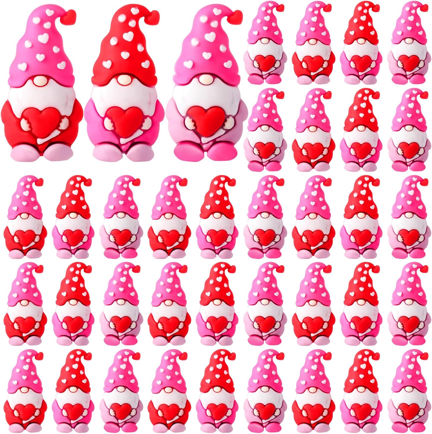 DoubleFill Mother's Day Mini Gnomes Figures Tiny Gnomes Figurines for Gifts Small Gnome to Hide Rubber Gnome Statues for Wedding Party(50 Pcs,3 Colors)