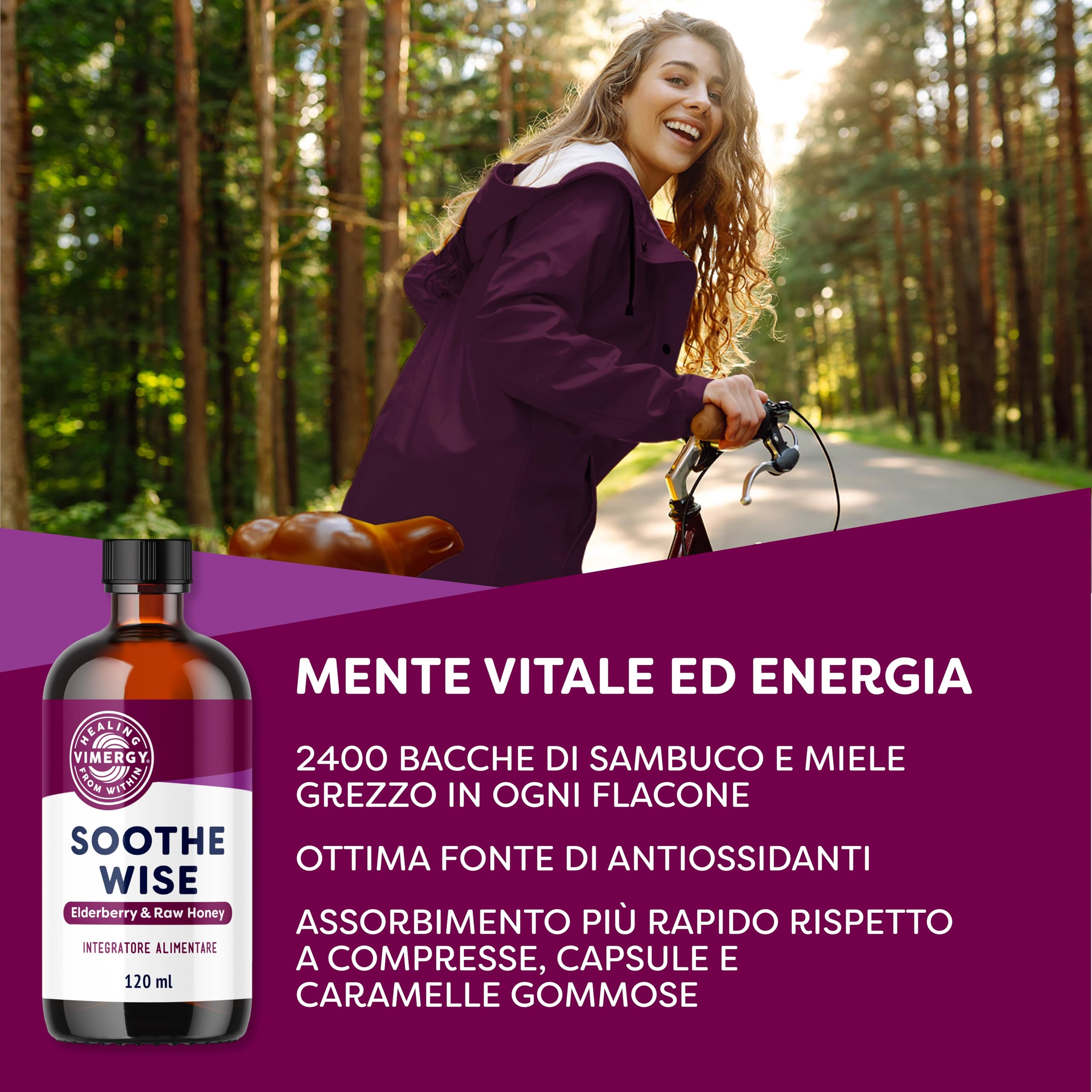 Vimergy Soothe Wise – Estratto di sambuco ad assorbimento rapido con formula a base di miele grezzo e biologico – Kosher (120 ml)