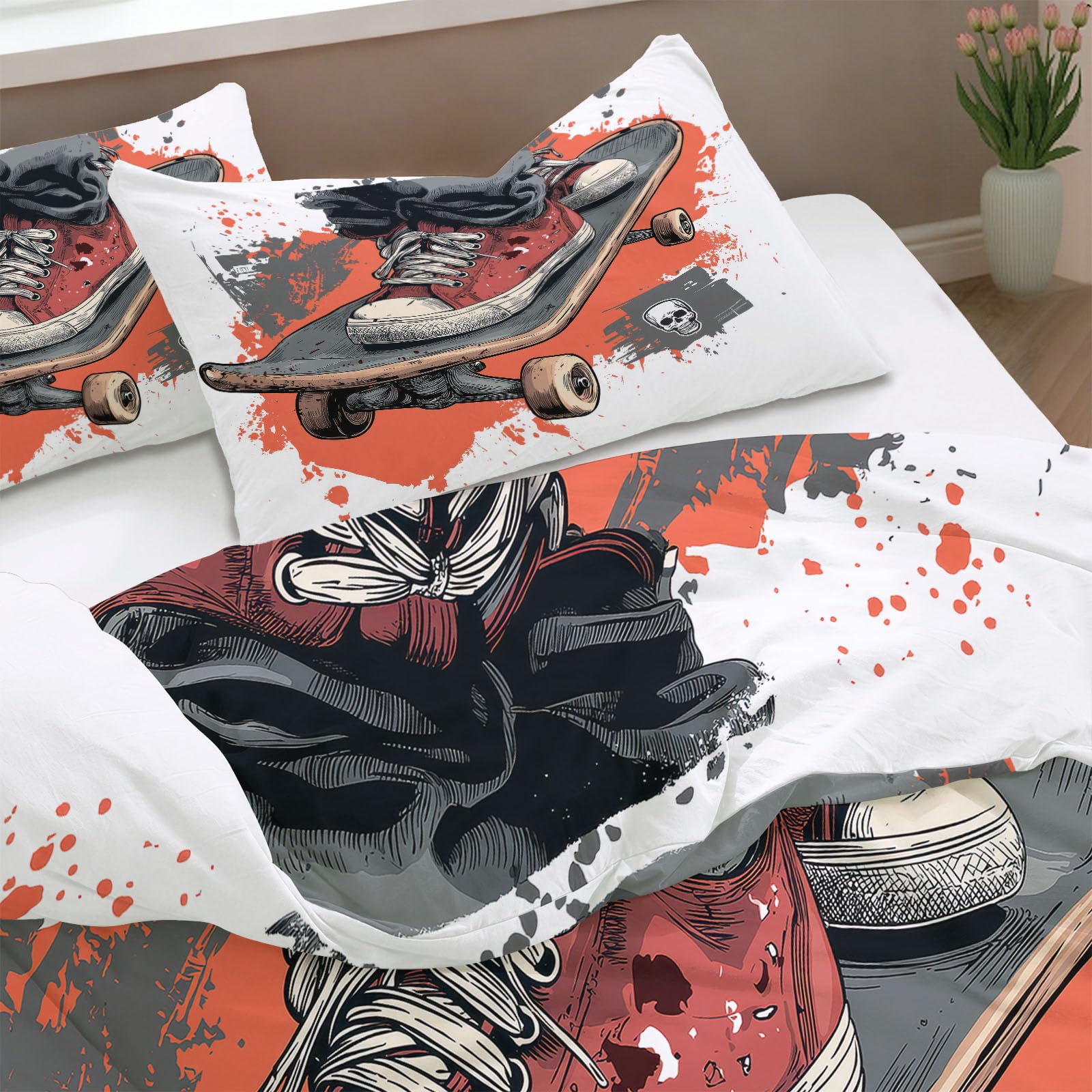 Bettwäsche Modern Cool 3 teilig - Orange Grau