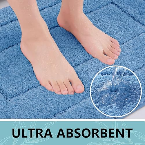 Miniatura 3 de Buganda Tapetes de baño, 24 x 16 pulgadas, microfibra suave y absorbente, antideslizante y esponjoso, lavable a máquina, para suelo de baño, bañera