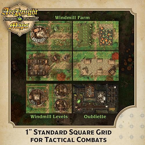 Miniatura 9 de Arcknight The Wild Outdoors - Mapas de batalla para juegos de rol; 16 mapas modulares RPG en 8 páginas de doble cara, cuadrícula cuadrada de 1