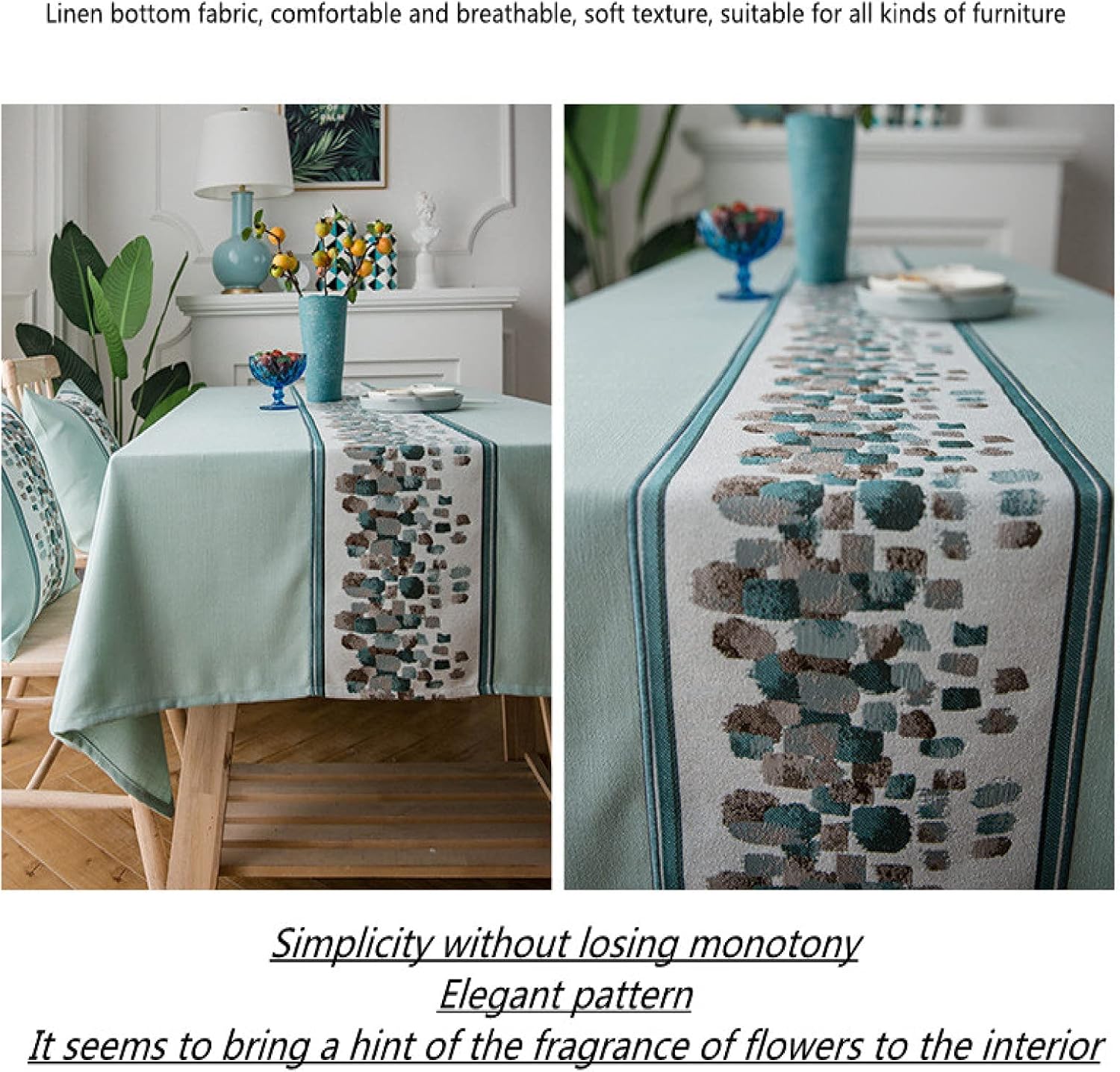 Simple Nordic Style Tablecloth Tablecloths Dust-Proof Cotton Linen Table Cover for Buffet Table Parties Holiday Dinner 1.35x2m (Bt 03) image 2